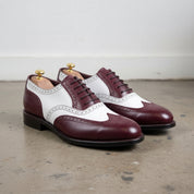 Men's Burgundy and White Wingtip Leather Spectator Oxfords — Gatton