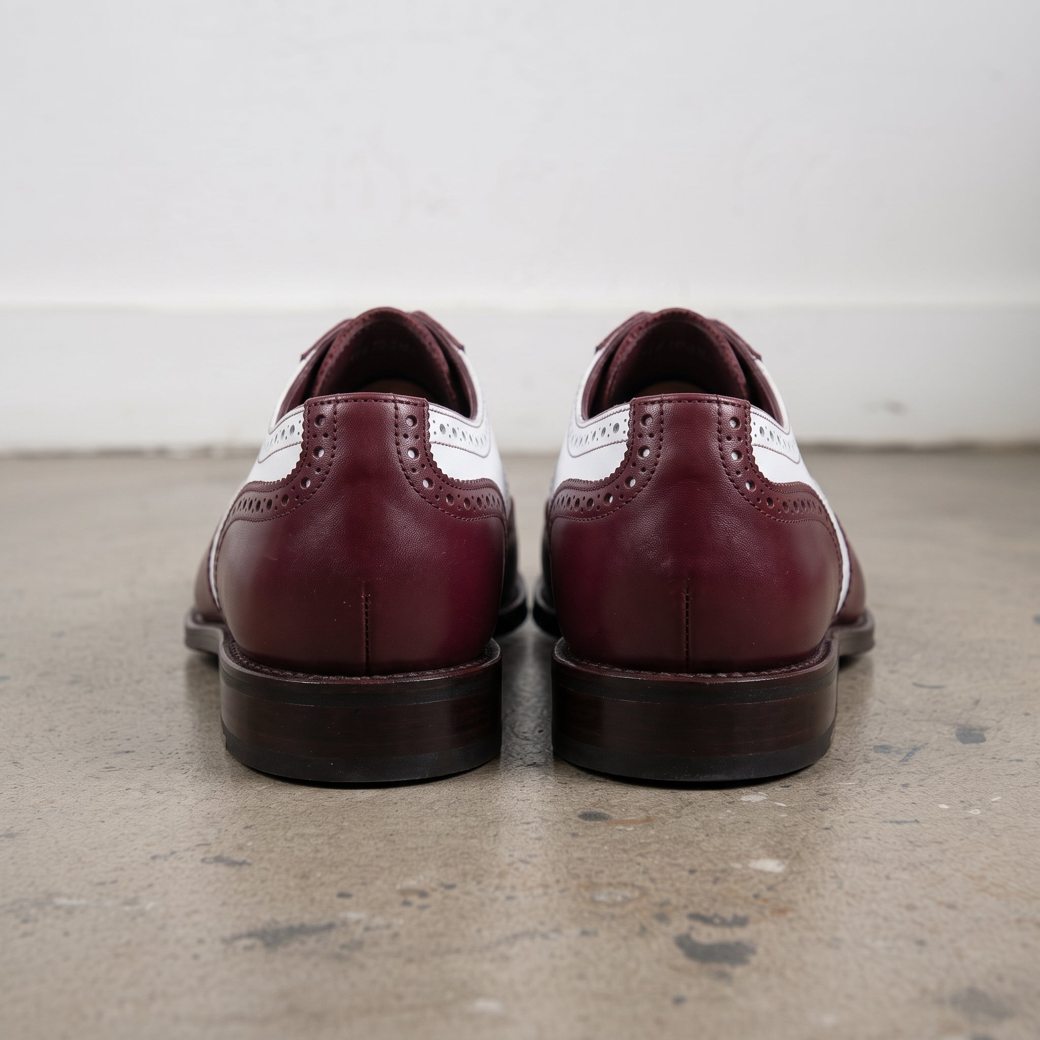 Men's Burgundy and White Wingtip Leather Spectator Oxfords — Gatton