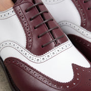 Men's Burgundy and White Wingtip Leather Spectator Oxfords — Gatton