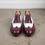 Men's Burgundy and White Wingtip Leather Spectator Oxfords — Gatton