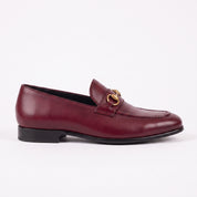 Men's Burgundy Apron-Toe Leather Bit Loafers — Bateson