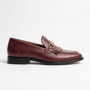 Men's Burgundy Apron-Toe Leather Bit Loafers — Fastolf