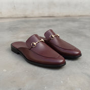 Men's Burgundy Apron-Toe Leather Bit Loafers — Gladstone