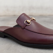 Men's Burgundy Apron-Toe Leather Bit Loafers — Gladstone