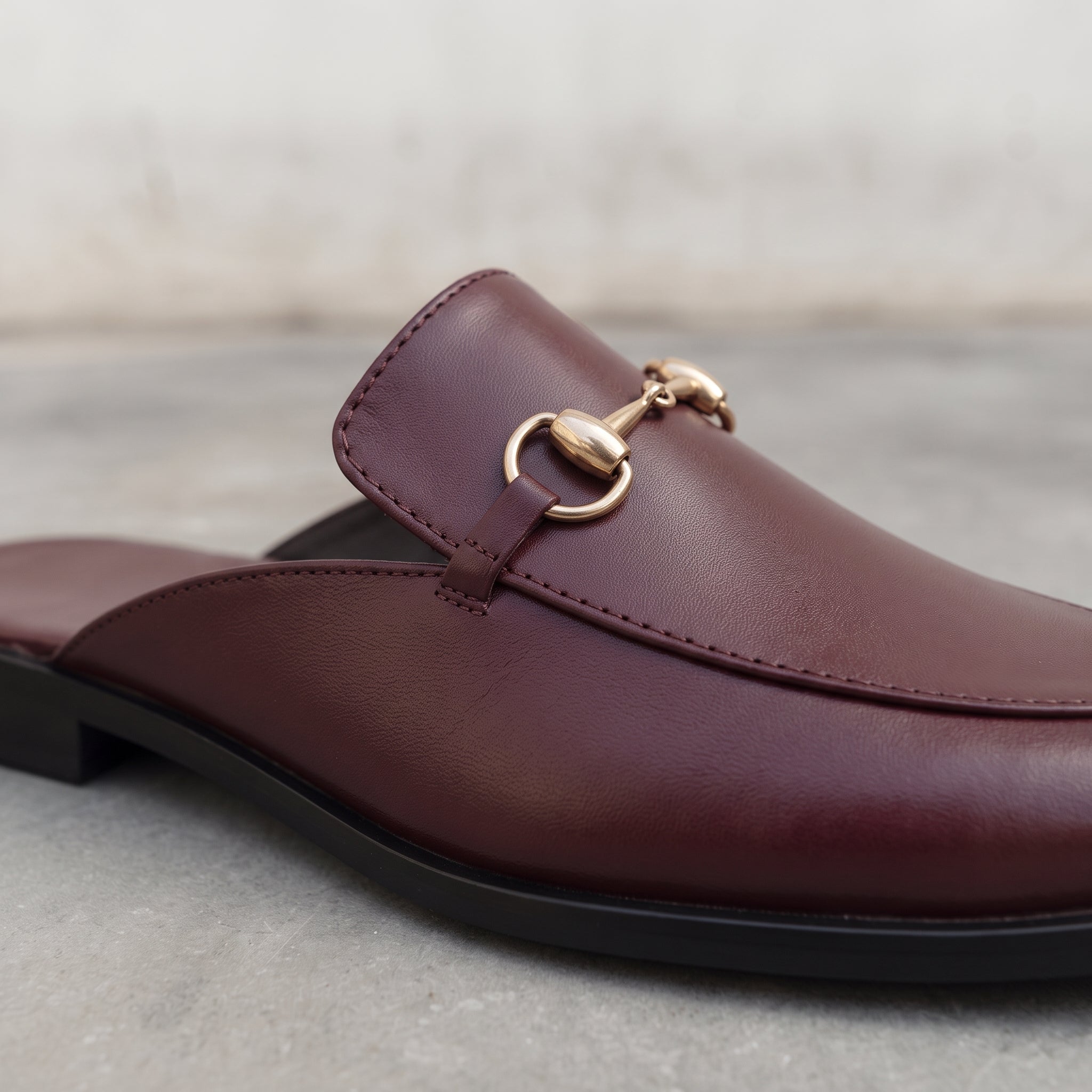 Men's Burgundy Apron-Toe Leather Bit Loafers — Gladstone