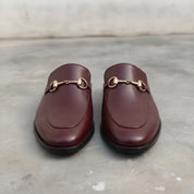 Men's Burgundy Apron-Toe Leather Bit Loafers — Gladstone