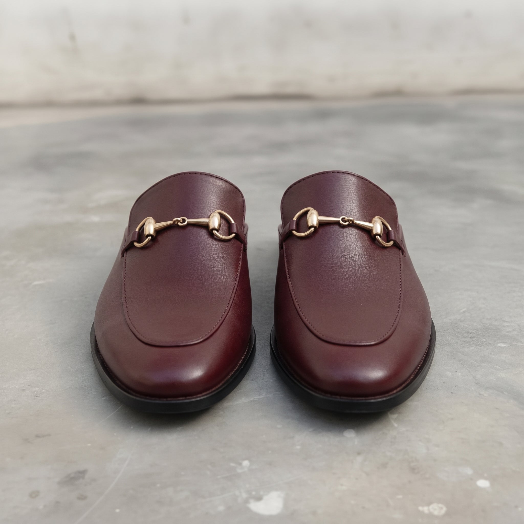 Men's Burgundy Apron-Toe Leather Bit Loafers — Gladstone