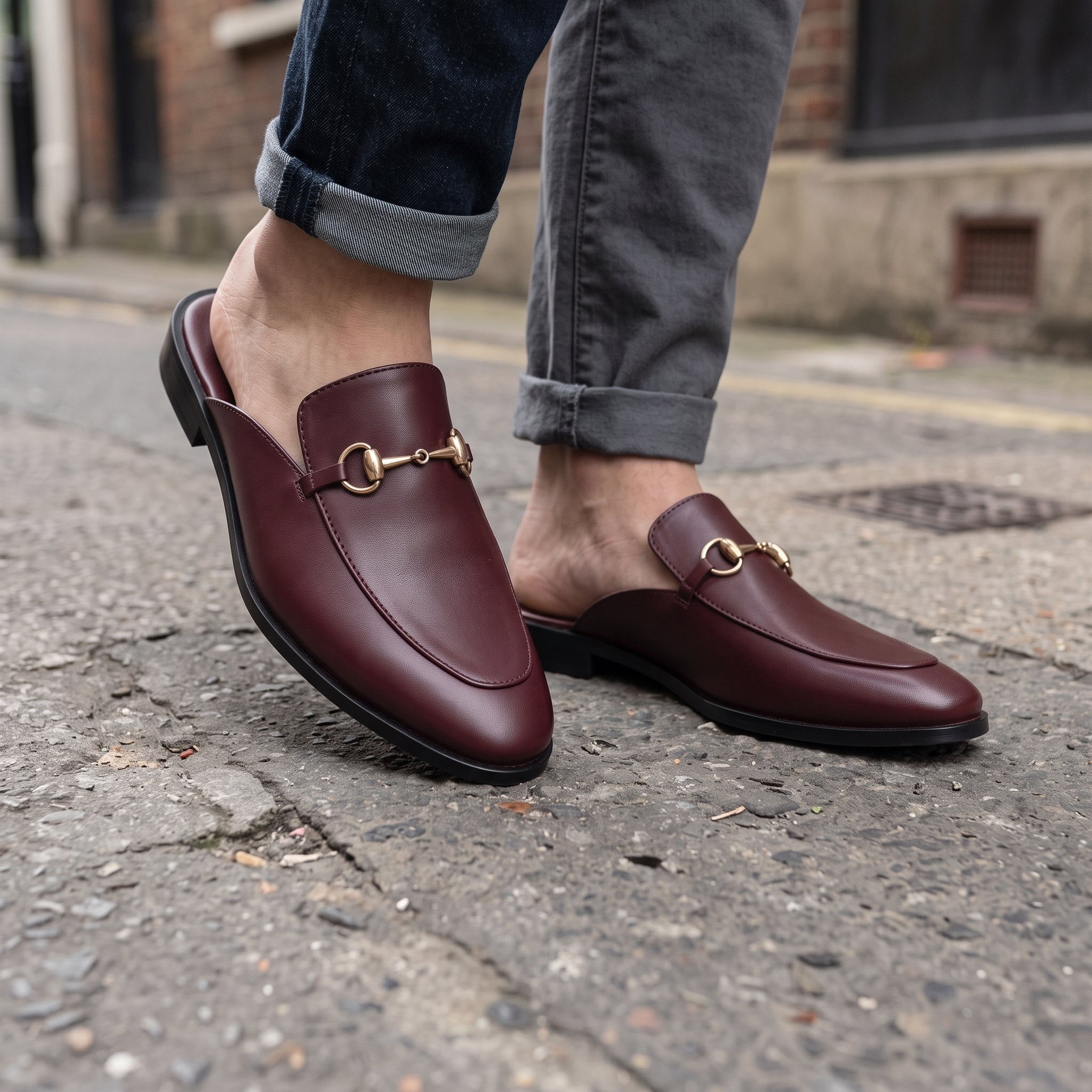 Men's Burgundy Apron-Toe Leather Bit Loafers — Gladstone