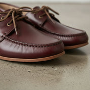 Men's Burgundy Apron-Toe Leather Boat Loafers — Lenham