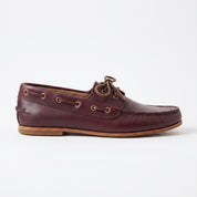 Men's Burgundy Apron-Toe Leather Boat Loafers — Lenham