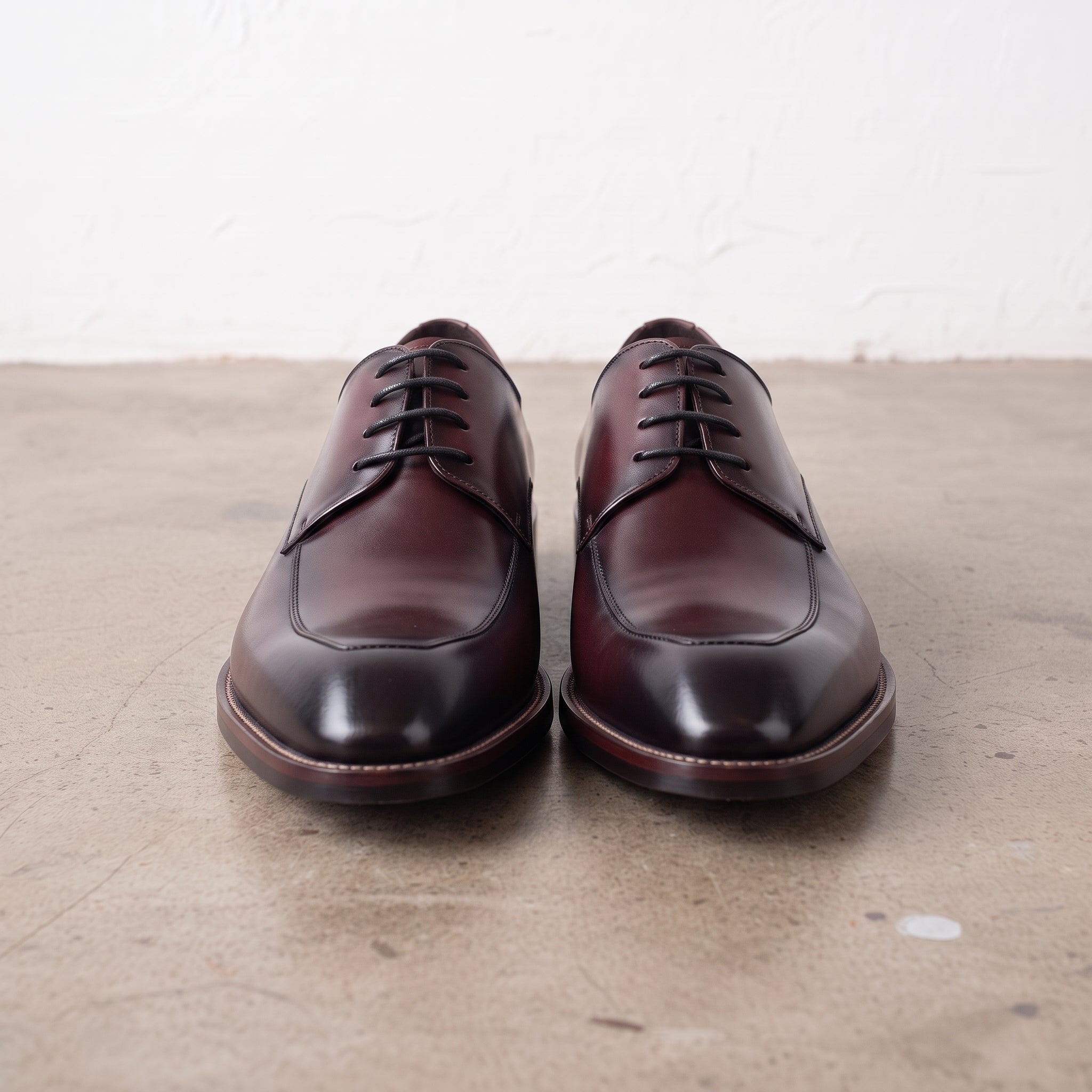 Men's Burgundy Apron-Toe Leather Derbys — Pennington