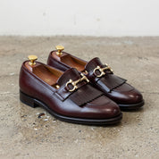 Men's Burgundy Plain-Toe Leather Bit Loafers — Dursley