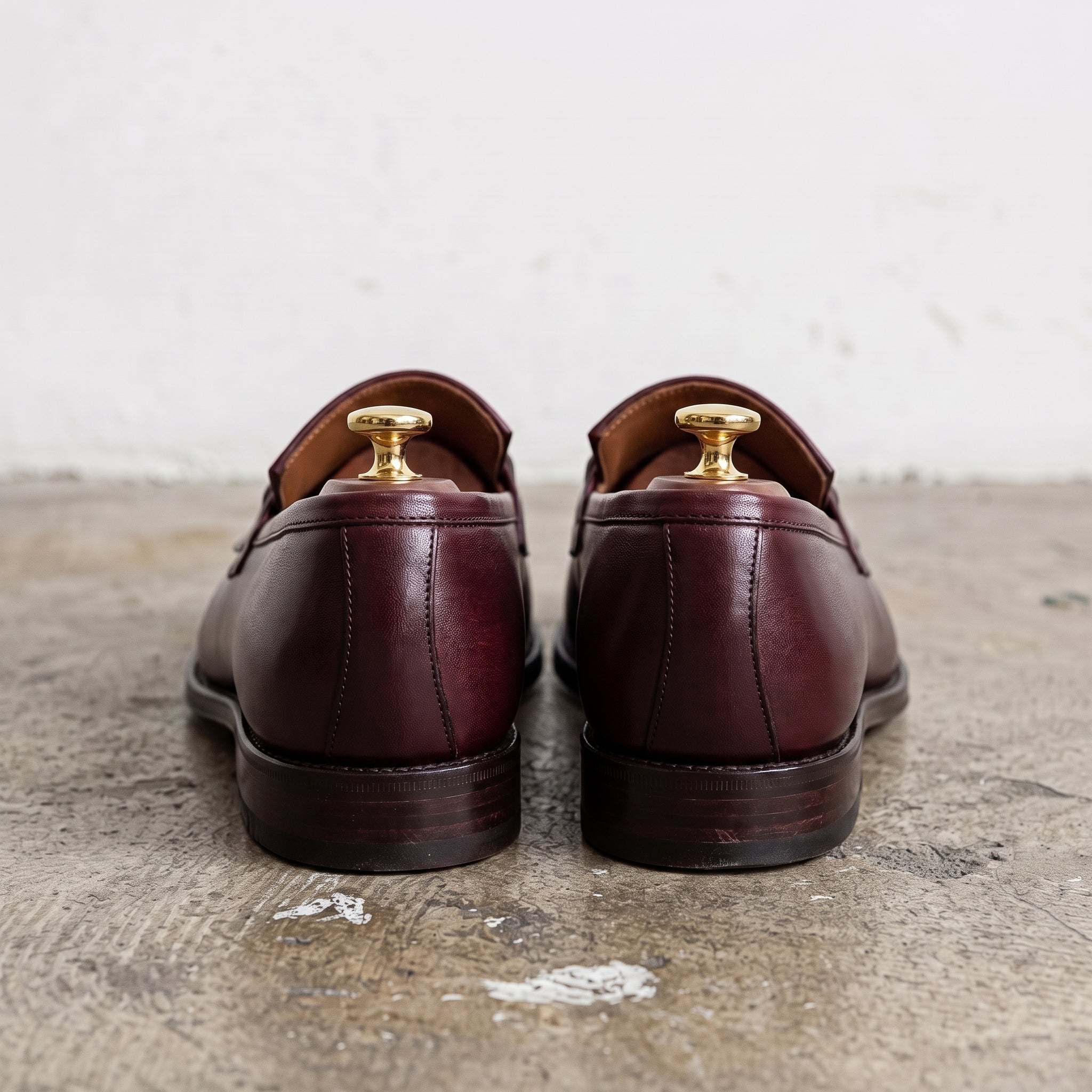 Men's Burgundy Plain-Toe Leather Bit Loafers — Dursley