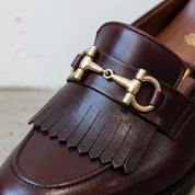 Men's Burgundy Plain-Toe Leather Bit Loafers — Dursley