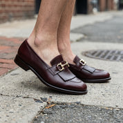Men's Burgundy Plain-Toe Leather Bit Loafers — Dursley