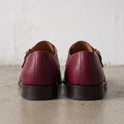 Men's Burgundy Apron-Toe Leather Monk Strap Shoes — Weaver — Weaver