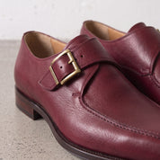Men's Burgundy Apron-Toe Leather Monk Strap Shoes — Weaver — Weaver
