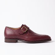 Men's Burgundy Apron-Toe Leather Monk Strap Shoes — Weaver — Weaver