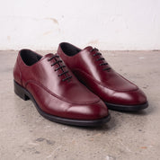 Men's Burgundy Apron-Toe Leather Oxfords — Rodney