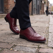 Men's Burgundy Apron-Toe Leather Oxfords — Rodney