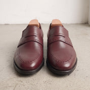 Men's Burgundy Cap-Toe Leather Penny Loafers — Aldwych