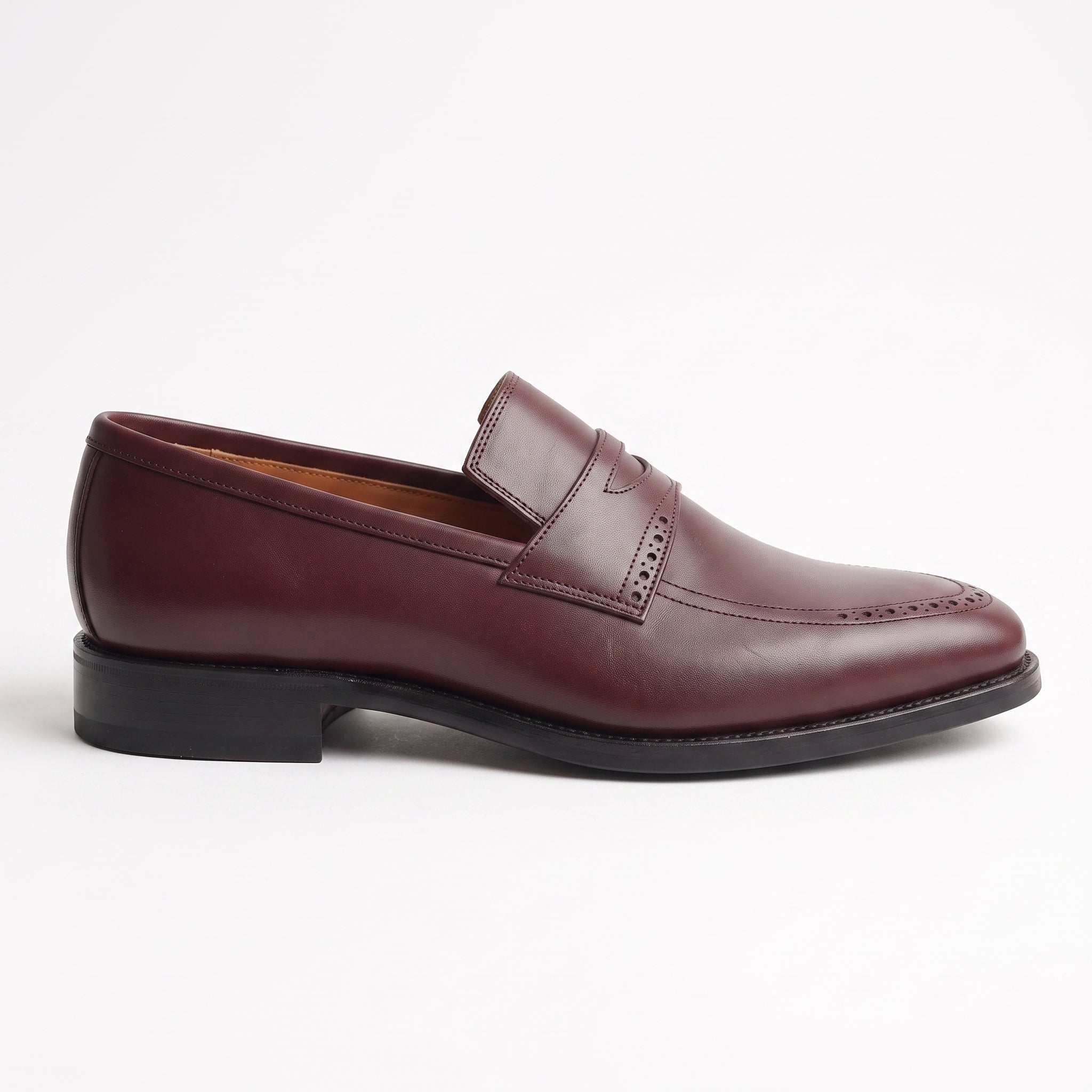 Men's Burgundy Cap-Toe Leather Penny Loafers — Aldwych