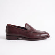 Men's Burgundy Apron-Toe Leather Penny Loafers — Bidborough