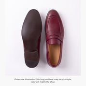 Men's Burgundy Apron-Toe Leather Penny Loafers — Bradley