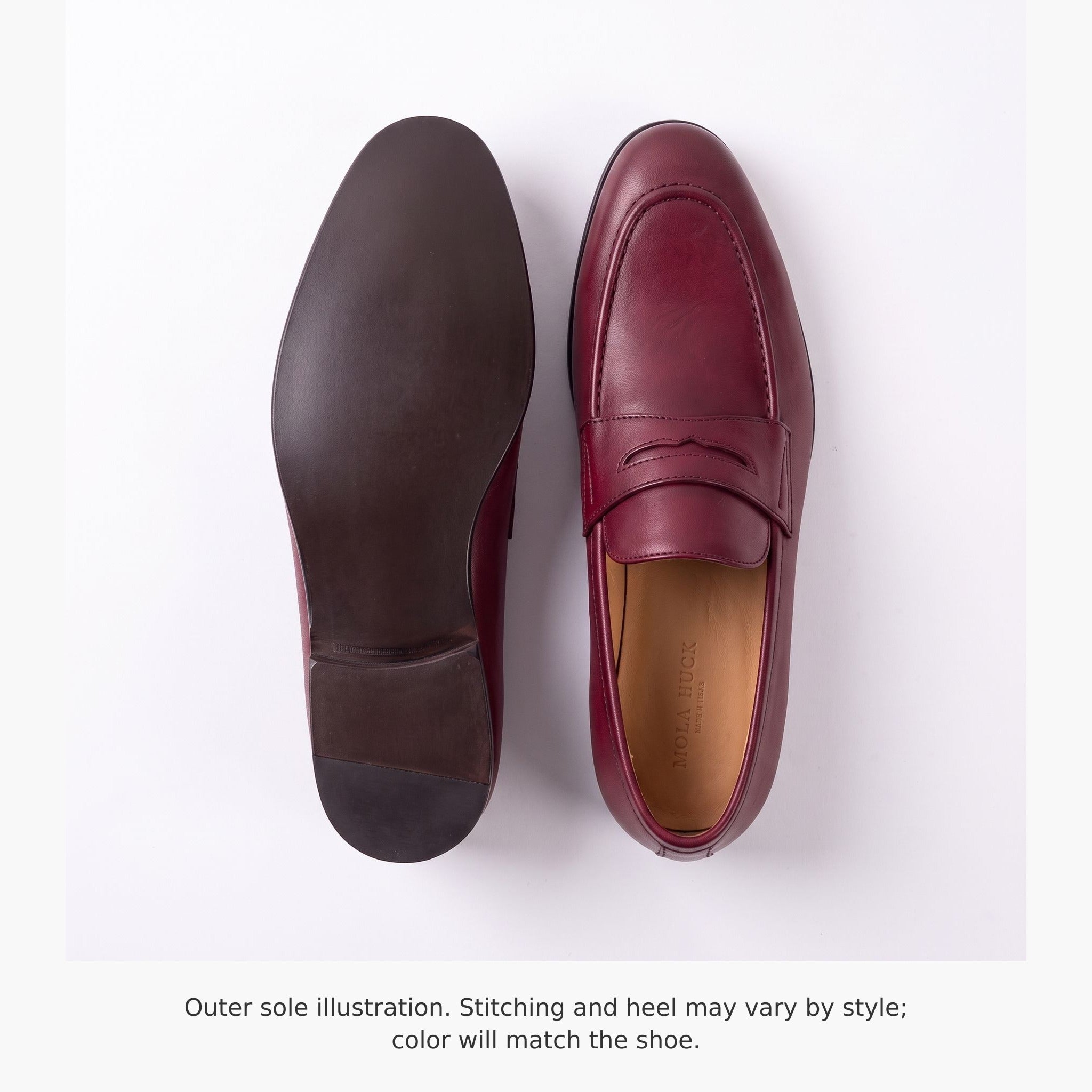 Men's Burgundy Apron-Toe Leather Penny Loafers — Bradley
