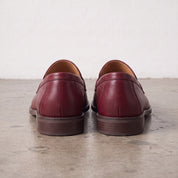 Men's Burgundy Apron-Toe Leather Penny Loafers — Elsley