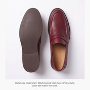 Men's Burgundy Apron-Toe Leather Penny Loafers — Elsley