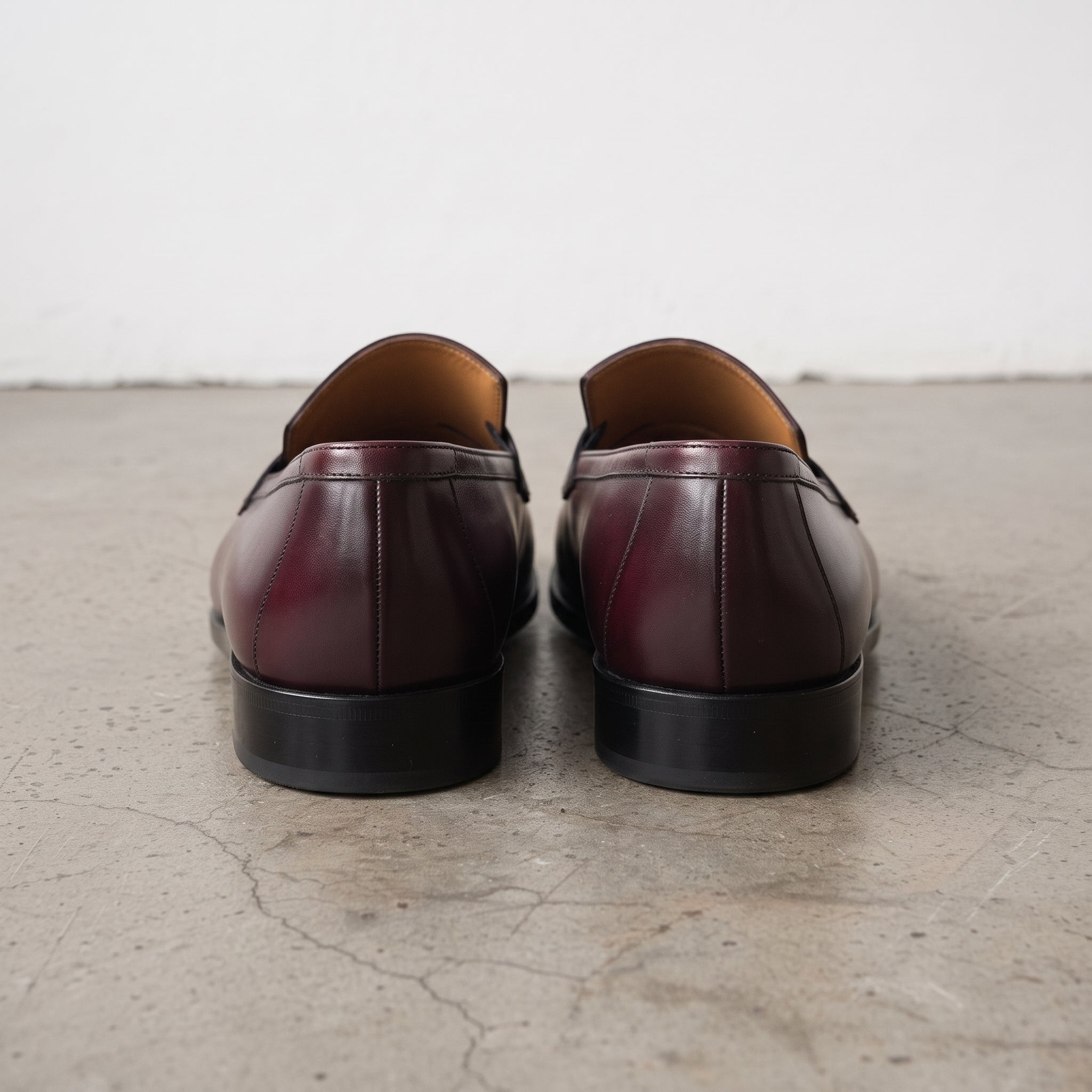 Men's Burgundy Apron-Toe Leather Penny Loafers — Martindale