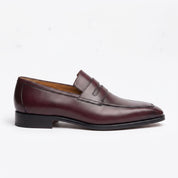 Men's Burgundy Apron-Toe Leather Penny Loafers — Martindale