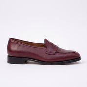 Men's Burgundy Apron-Toe Leather Penny Loafers — Randolph