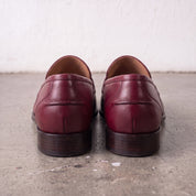 Men's Burgundy Apron-Toe Leather Penny Loafers — Seagrave