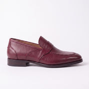 Men's Burgundy Apron-Toe Leather Penny Loafers — Seagrave
