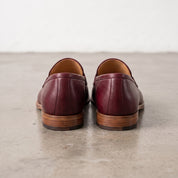 Men's Burgundy Apron-Toe Leather Tassel Loafers — Atley