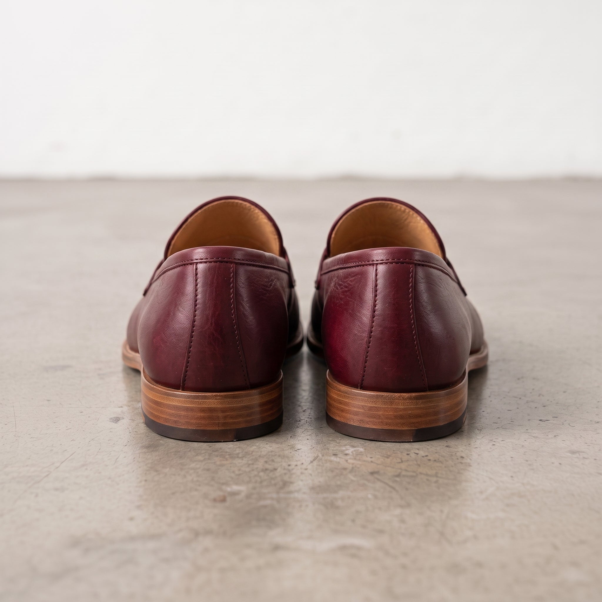 Men's Burgundy Apron-Toe Leather Tassel Loafers — Atley
