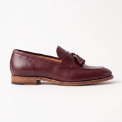 Men's Burgundy Apron-Toe Leather Tassel Loafers — Atley