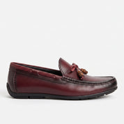 Men's Burgundy Apron-Toe Leather Tassel Loafers — Birtley