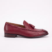 Men's Burgundy Apron-Toe Leather Tassel Loafers — Farncombe