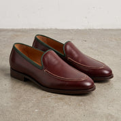 Men's Burgundy Apron-Toe Leather Loafers — Acrum