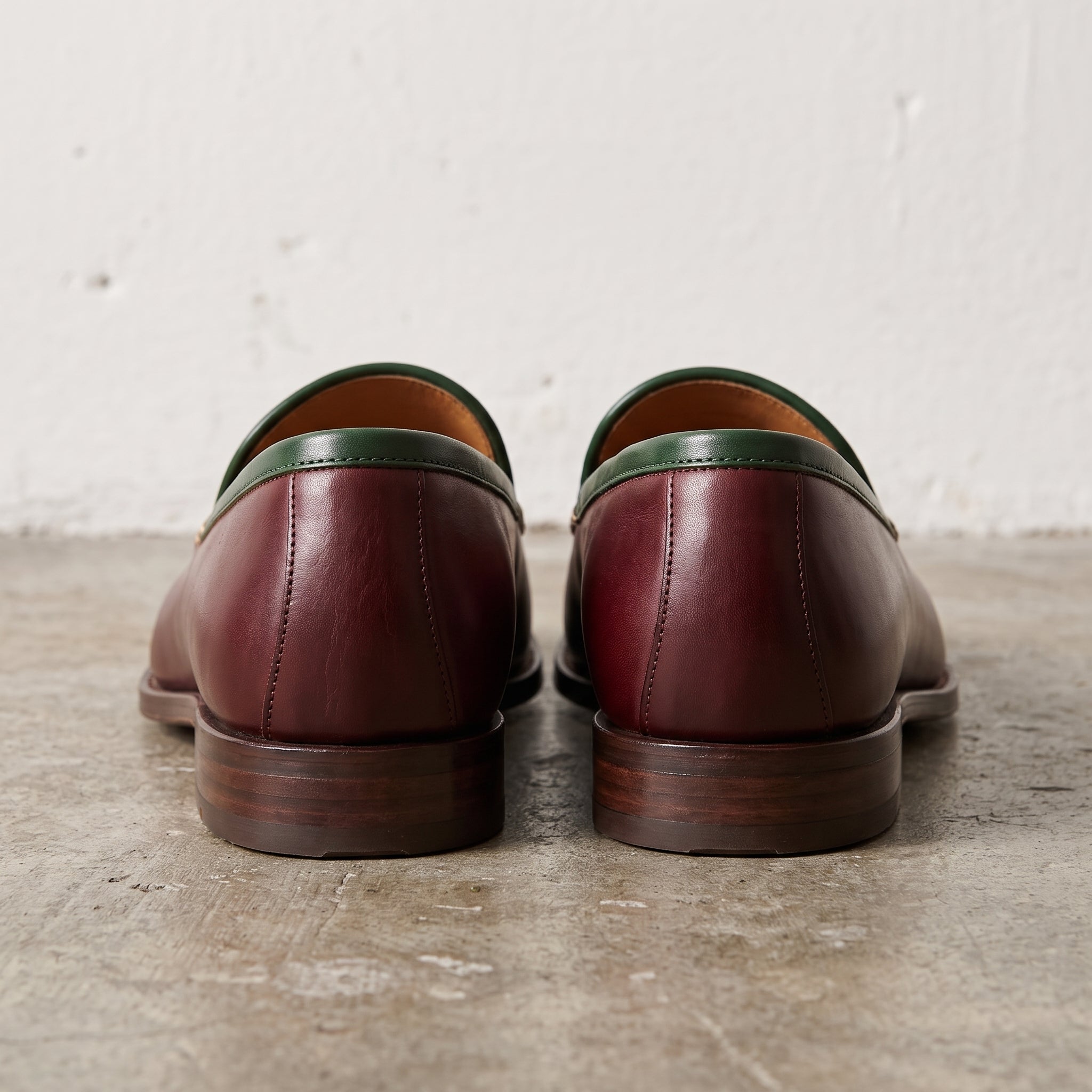 Men's Burgundy Apron-Toe Leather Loafers — Acrum