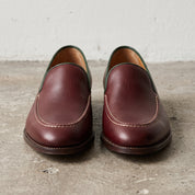 Men's Burgundy Apron-Toe Leather Loafers — Acrum