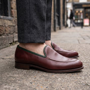 Men's Burgundy Apron-Toe Leather Loafers — Acrum