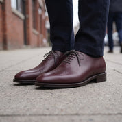 Men's Burgundy Brogue Leather Oxfords — Chadburn