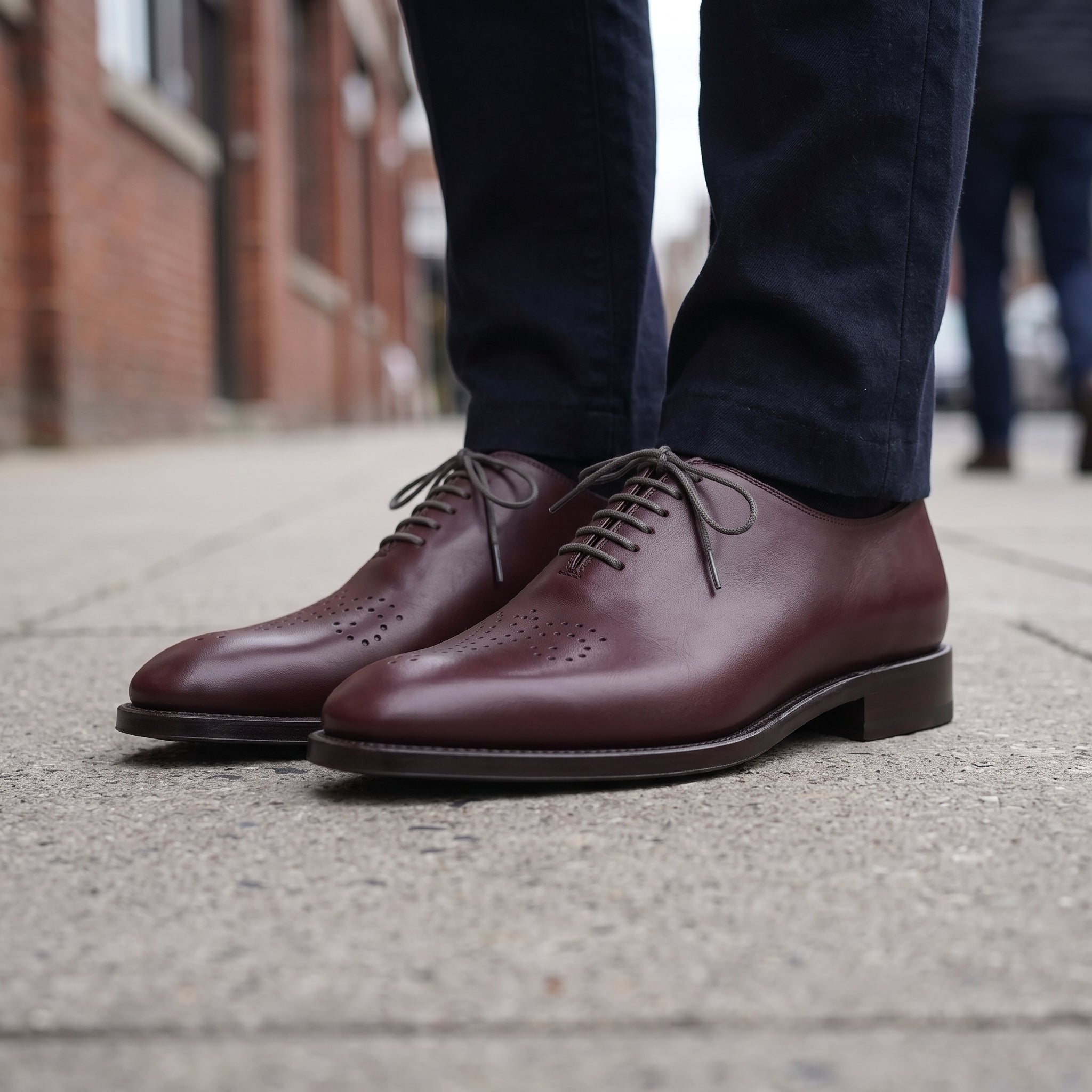 Men's Burgundy Brogue Leather Oxfords — Chadburn