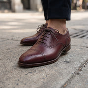 Men's Burgundy Cap-Toe Brogue Leather Oxfords — Earlham