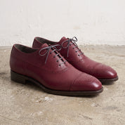 Men's Burgundy Cap-Toe Brogue Leather Oxfords — Glaven