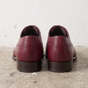 Men's Burgundy Cap-Toe Brogue Leather Oxfords — Glaven